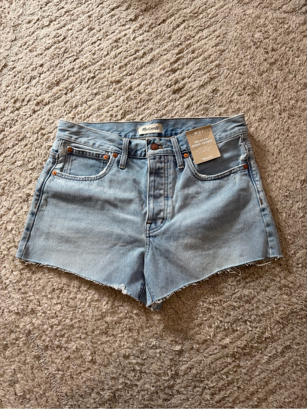 Madewell Faded Light-Blue Denim Cutoff Shorts